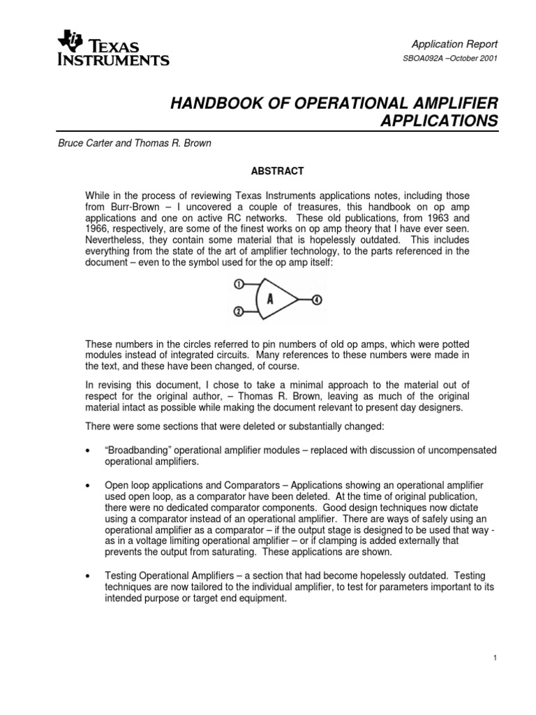 Handbook of Operational Amplifier | PDF | Amplifier | Operational Amplifier