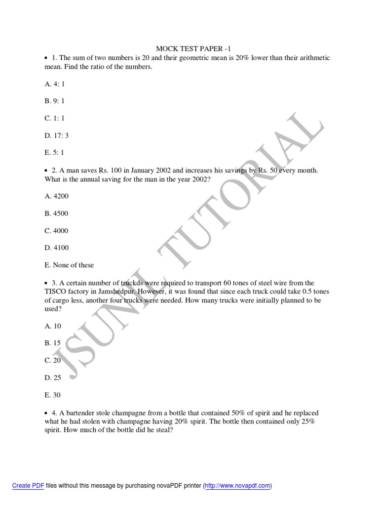 Mock Test Ntse 1 | PDF | Area | Triangle