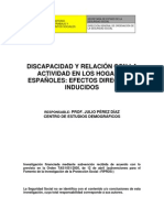 Discapacidad Y Relación Con La Actividad en Los Hogares Españoles: Efectos Directos E Inducidos