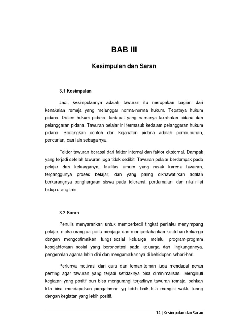 Bab Iii Kesimpulan Dan Saran