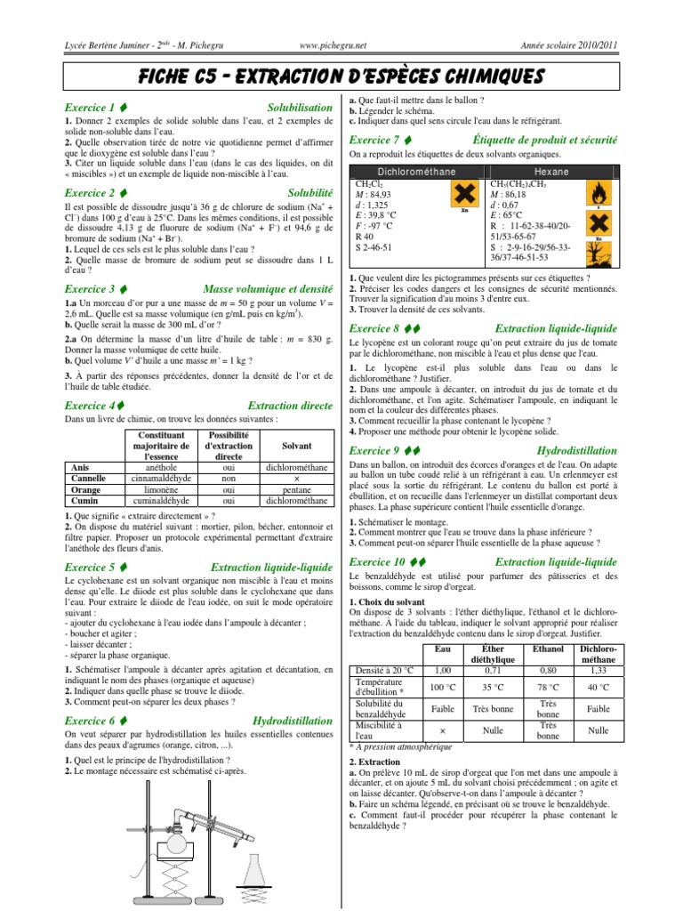 Extraction de Solvants et Solubilité | PDF | Solvant | Huile essentielle