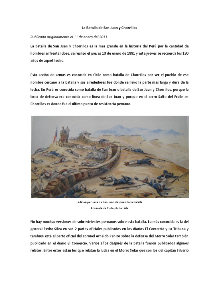Batalla de San Juan y Chorrillos 1881 | PDF | Militar | Ciencia militar