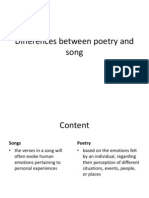 Differences between poetry and song