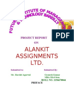 Alankit Assignments LTD.: Project Report ON