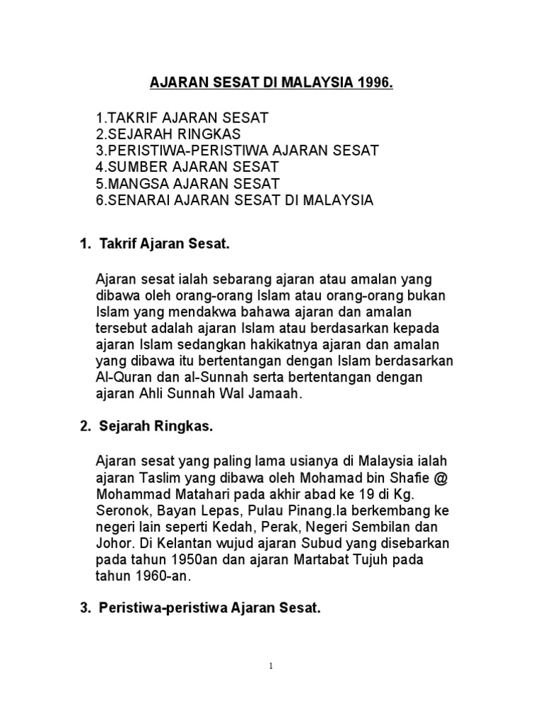 Ajaran Sesat Di Malaysia 1996 Pdf