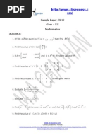 R X Fof: Sample Paper - 2012 Class - XII Mathematics