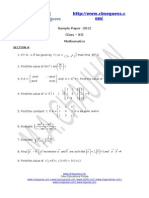 CBSE Guess Sample Paper Class XII Mathematics