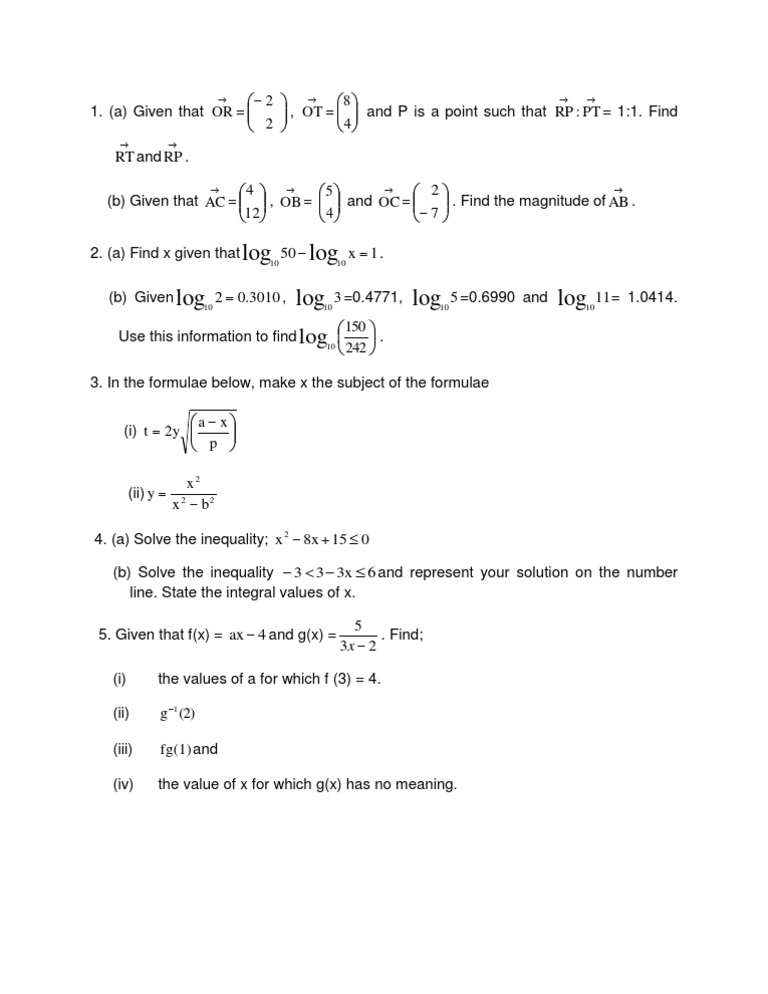 Maths Quiz for Classes 6-10 | PDF
