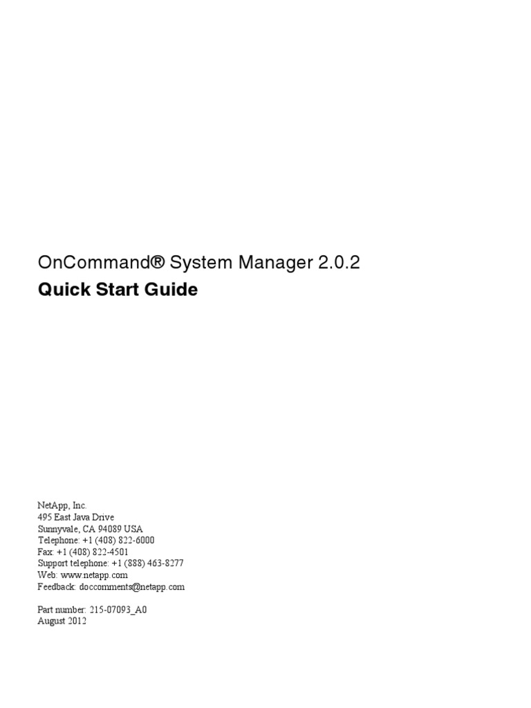 Oncommand® System Manager 2.0.2: Quick Start Guide | PDF | Computer ...