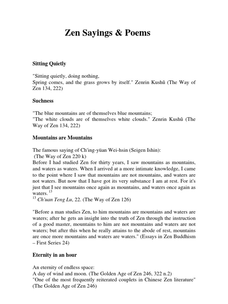 Zen Sayings Poems Pdf Zen Dōgen