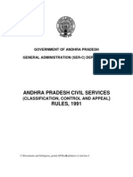 Andhra Pradesh Civil Services RULES, 1991: (Classification, Control and Appeal
