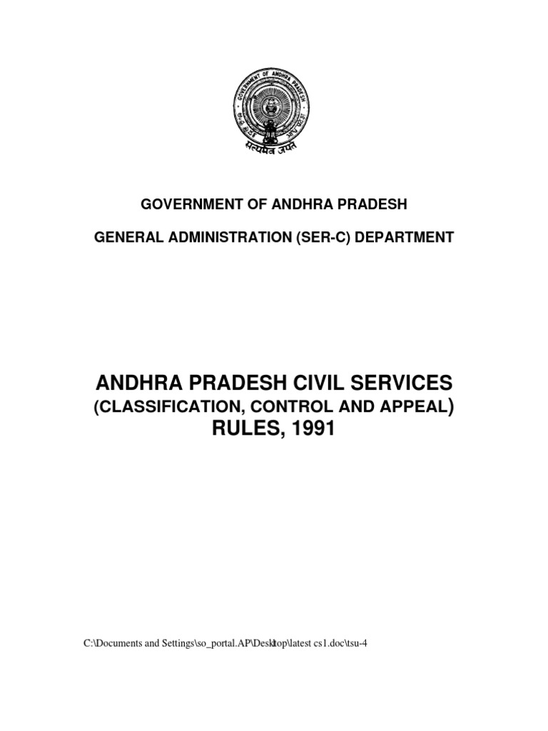Andhra Pradesh Civil Services RULES, 1991 (Classification, Control and