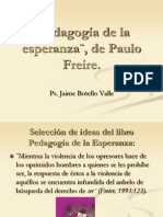 Pedagogía de La Esperanza, de Paulo Freire. Ps. Jaime Botello Valle