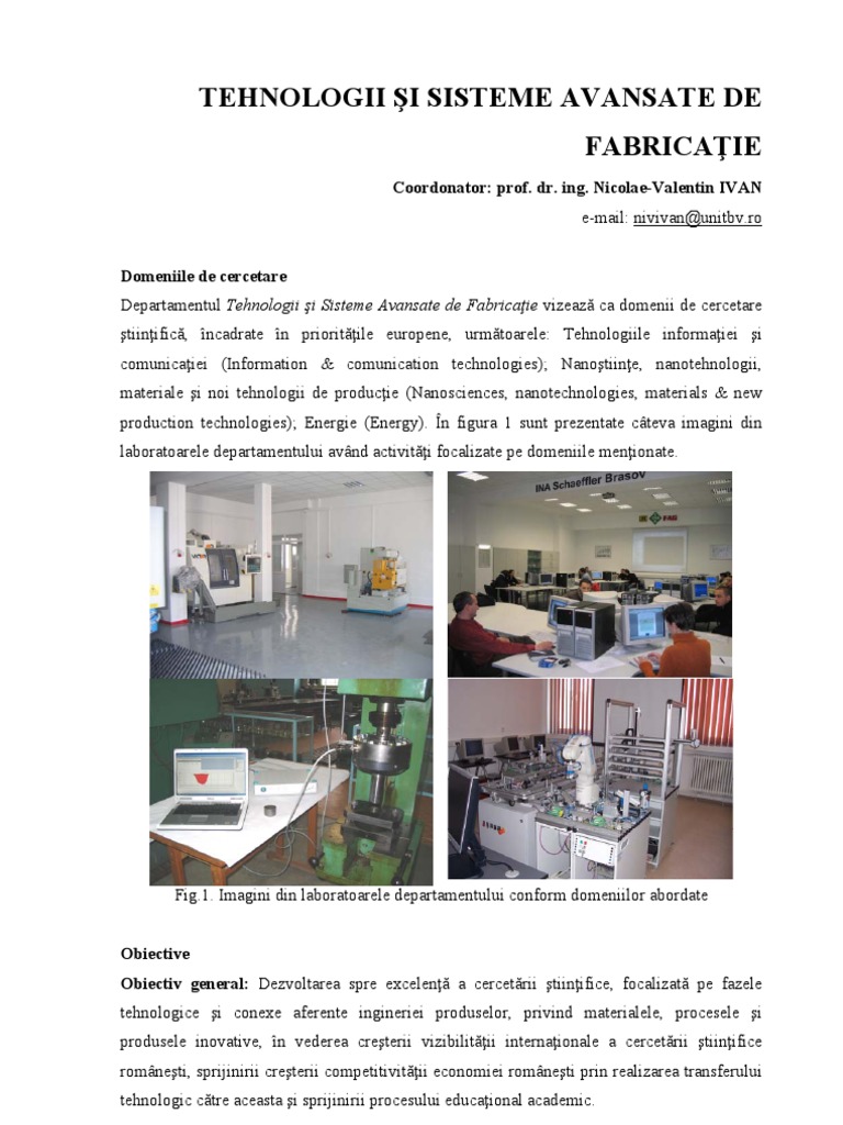 Tehnologii Si Sisteme Avansate De Fabricatie