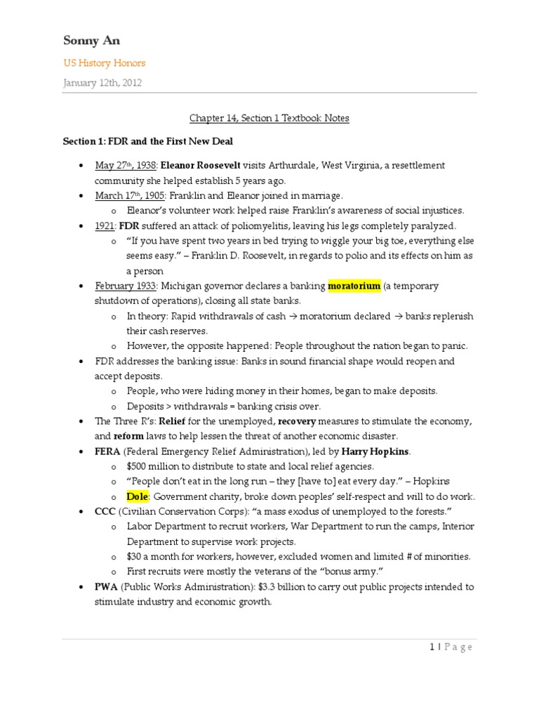 Apush fdr outline picture