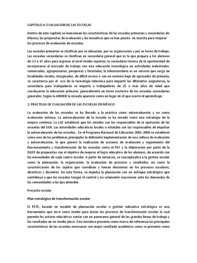 Evaluacion de La Eduacion Básica en Mexico | PDF | Educación Secundaria ...