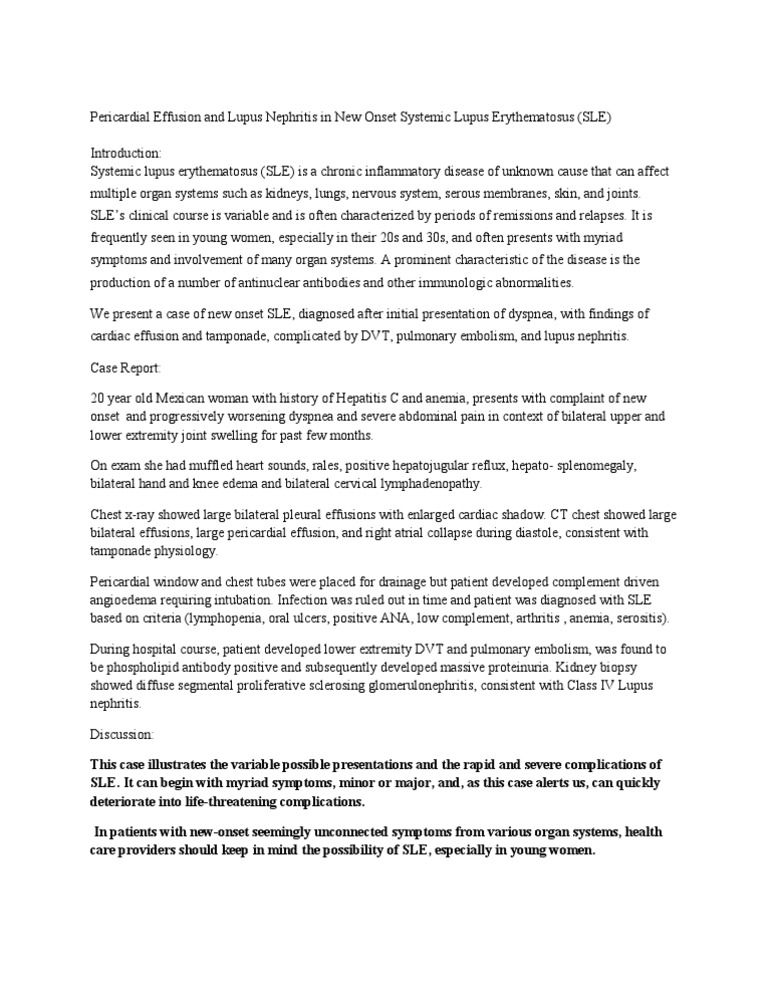 Lupus case report Systemic Lupus Erythematosus Rtt
