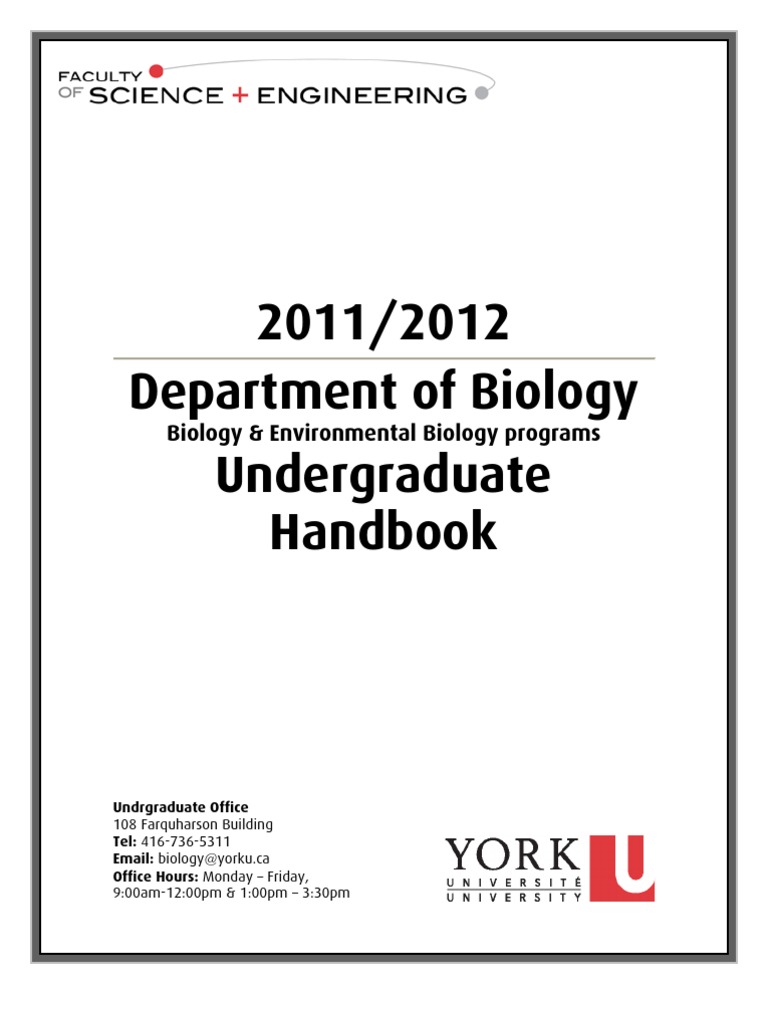 2011/2012 Department of Biology Undergraduate Handbook Biology