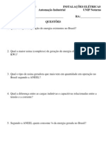 Lista de Exercicios de Instalações Elétricas Industriais