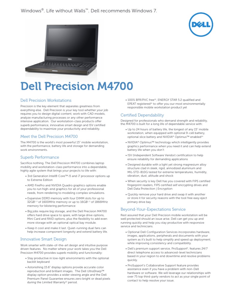 Dell Precision M4700 Specification Secure Digital Solid State Drive