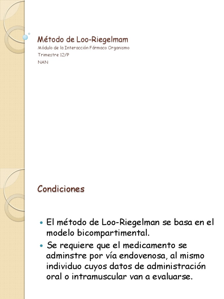 Método Loo-Riegelman en farmacocinética | PDF | Métodos y materiales de ...