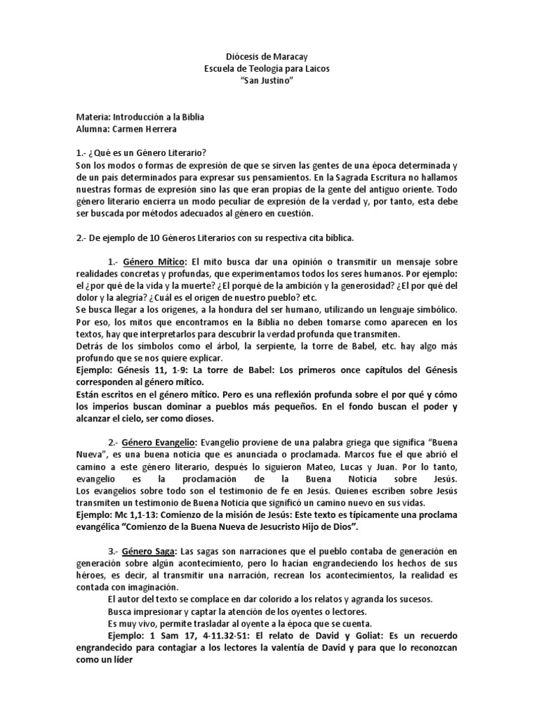 Generos Literarios En La Biblia Pdf Libro De Revelación Biblia