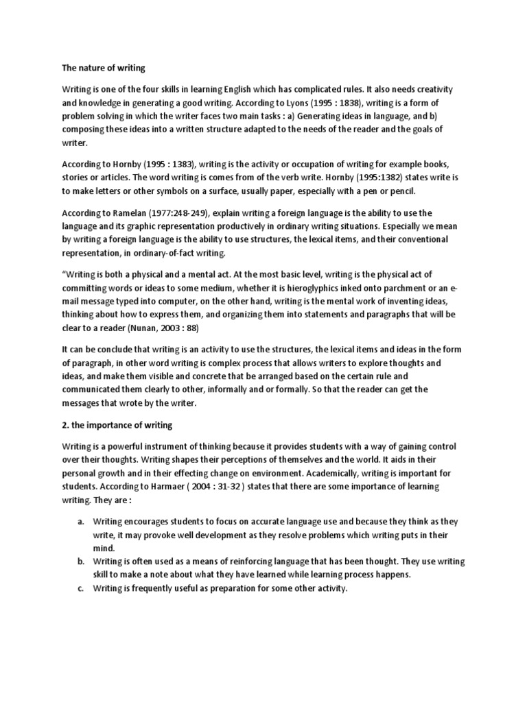 The Nature of Writing | PDF | Writers | Writing