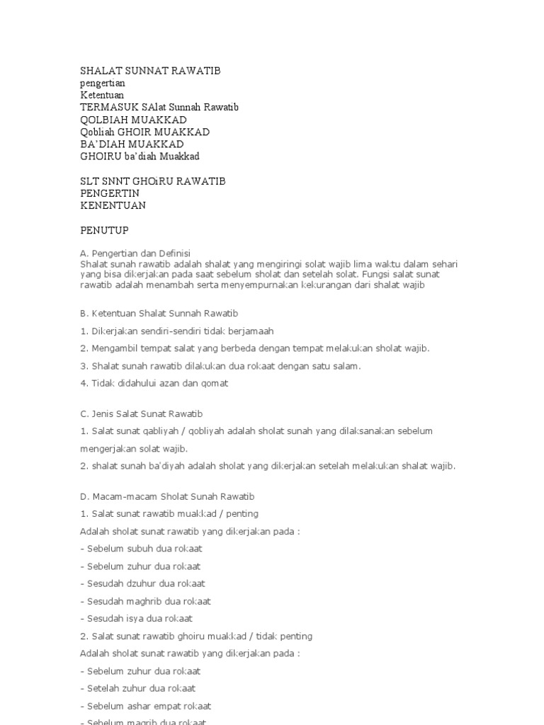 Shalat Sunnat Rawatib