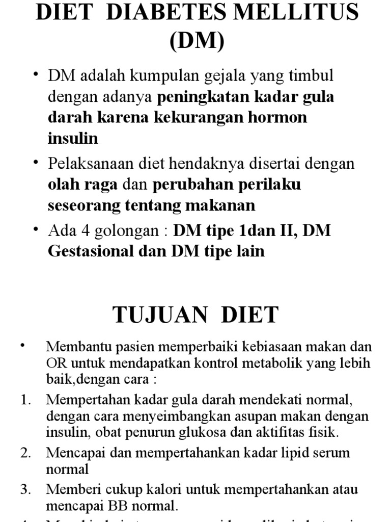 Panduan Diet untuk Penderita DM | PDF | Pengembangan Diri | Kesehatan ...