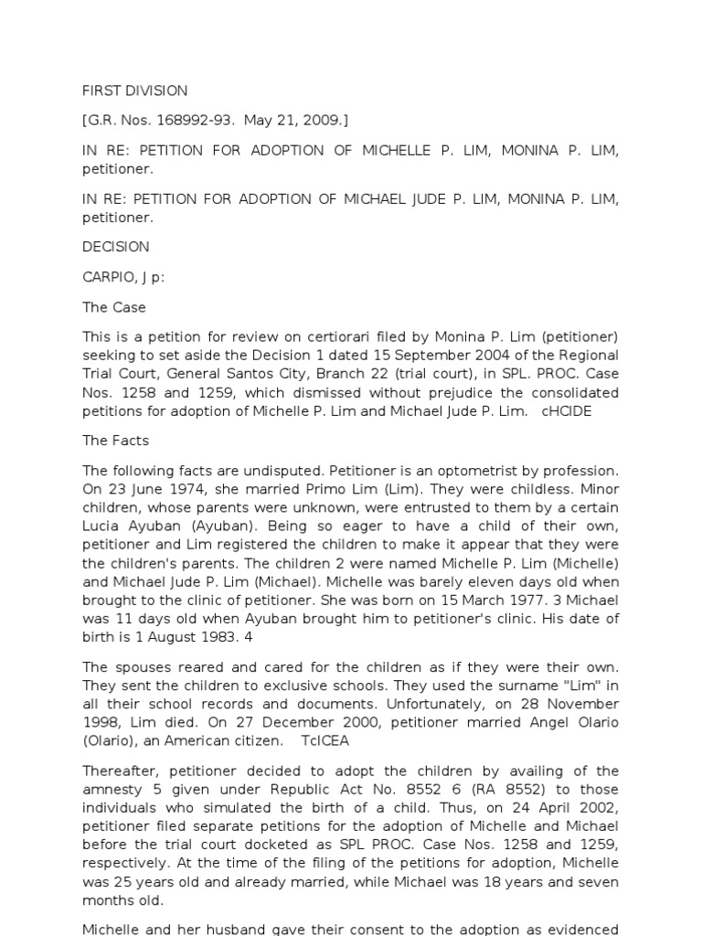 Case on Adoption 2009 Adoption Marriage