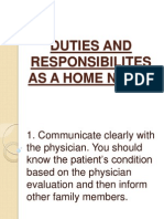 Duties and Responsibilities as a Home Nurse