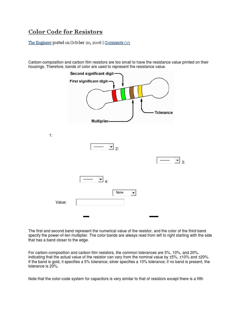 Color Code for Resistors | Resistor | Equipment