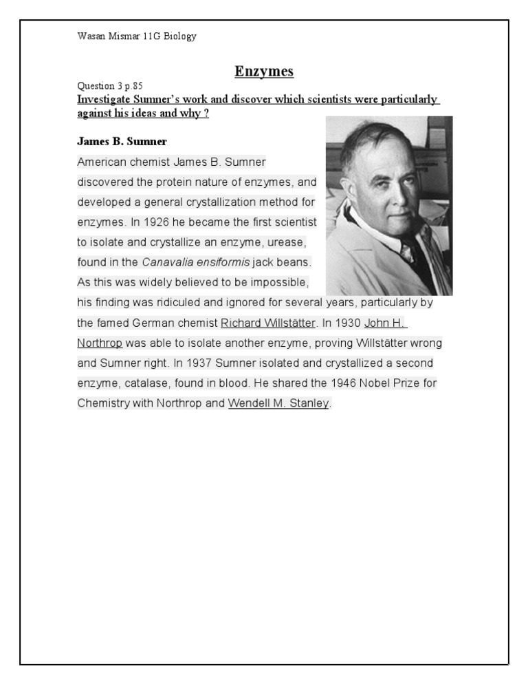 Sumner's Enzyme Discovery Debate | PDF