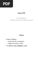 Java I/O: Jussi Pohjolainen Tampere University of Applied Sciences