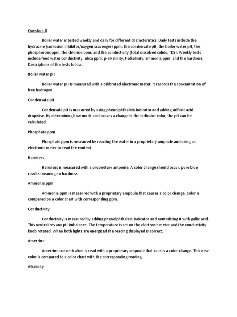 High Pressure Boiler Water Treatment PDF Alkalinity Ph
