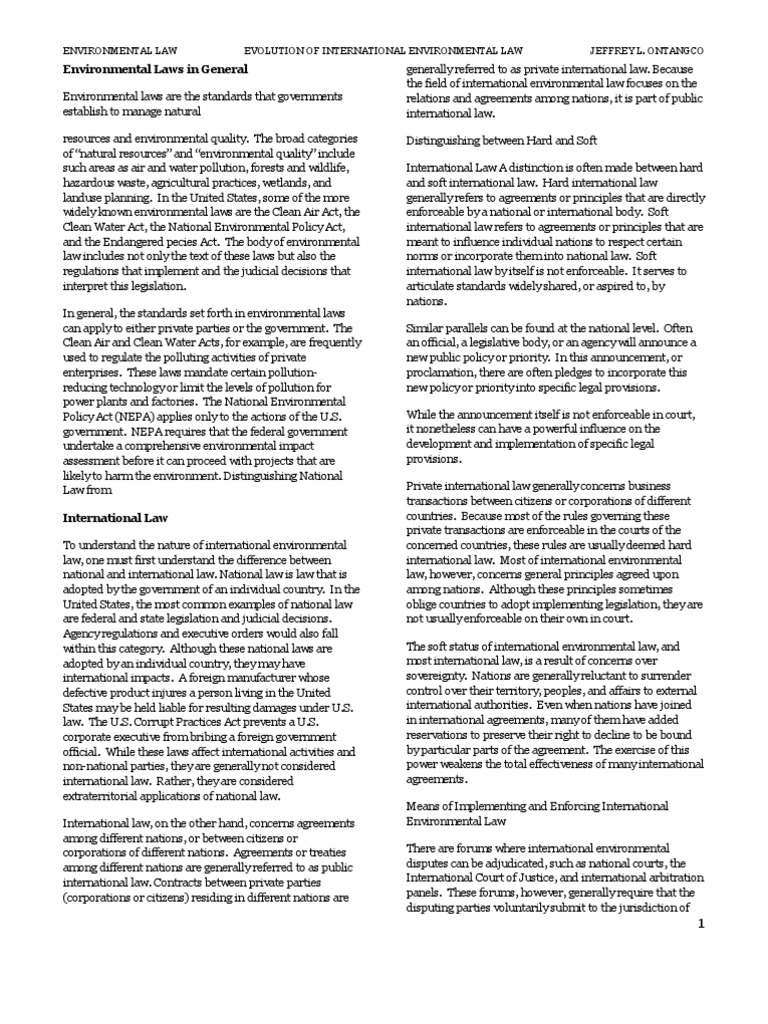 Evolution of International Environmental Law | PDF | Environmental Law ...