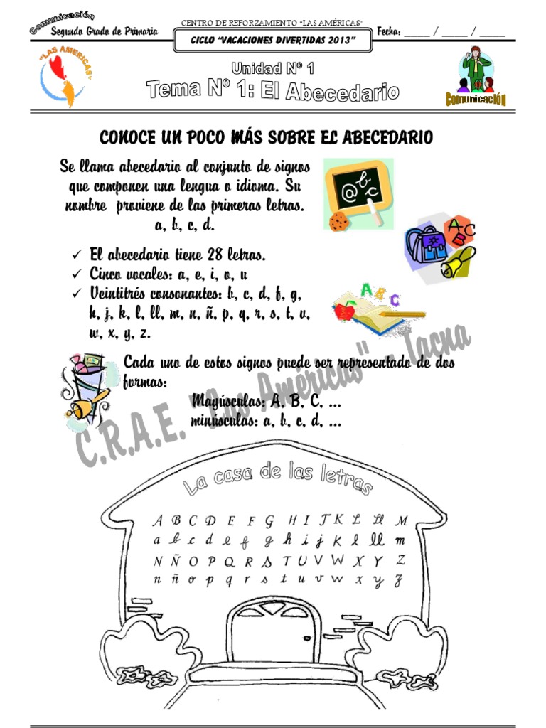 Tema #1: El Abecedario (Comunicación / 2do Grado) | PDF