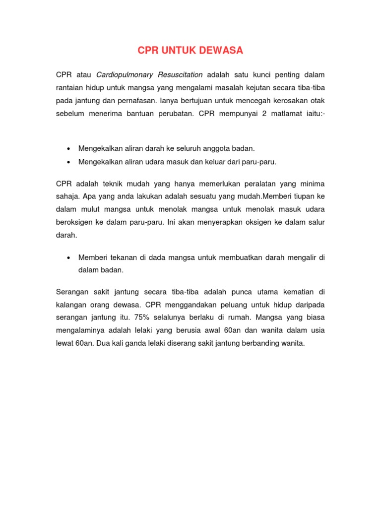 Cpr Untuk Dewasa Pdf