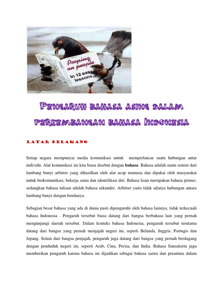 Pengaruh bahasa asing dalam perkembangan bahasa Indonesia