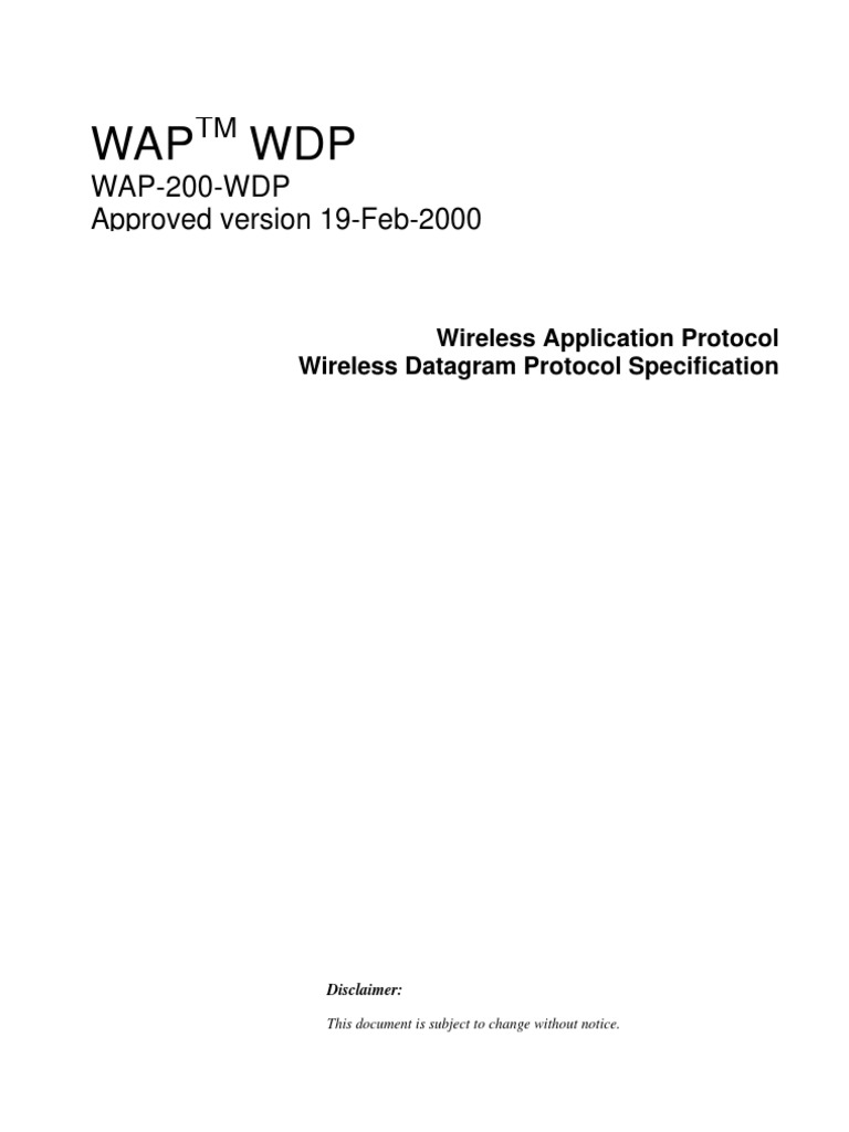 WAP Wireless Datagram Protocol PDF General Packet Radio Service