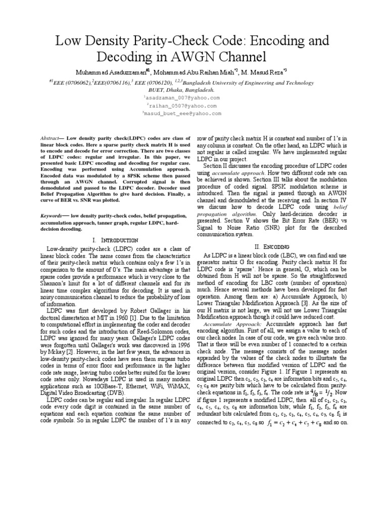 LDPC | PDF | Low Density Parity Check Code | Applied Mathematics
