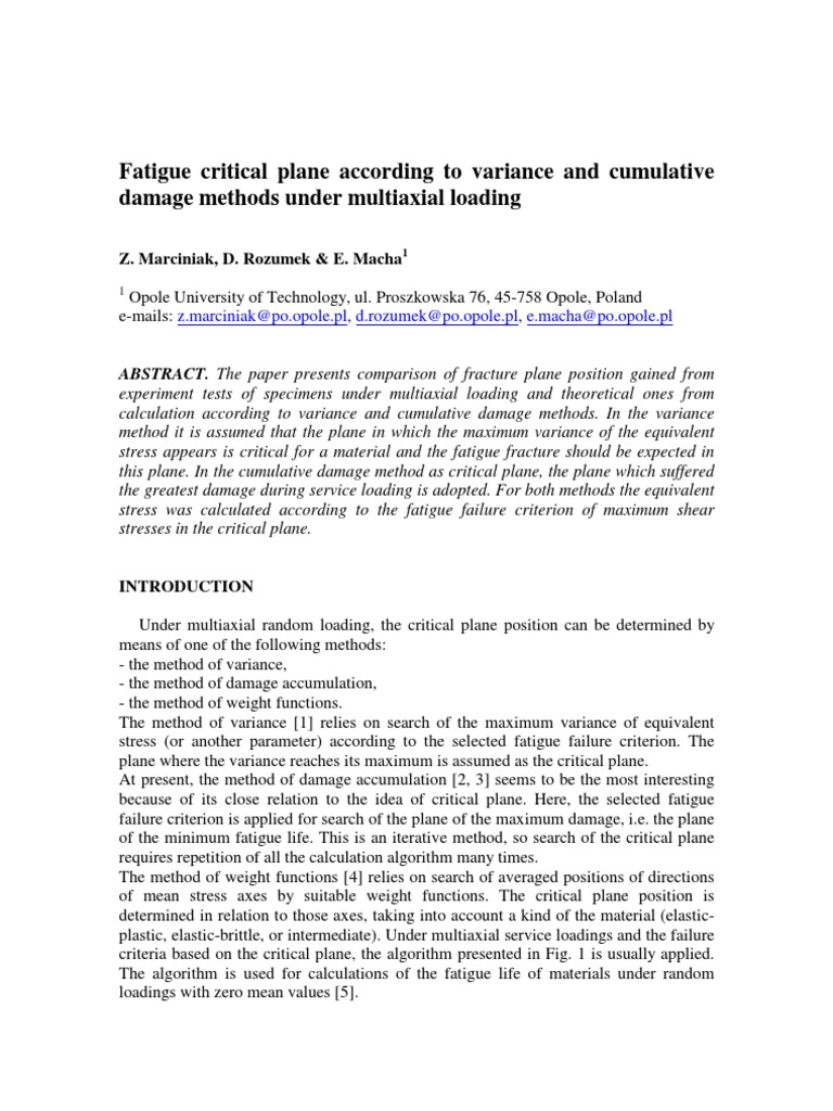 Fatigue Critical Plane According To Variance and Cumulative Damage ...