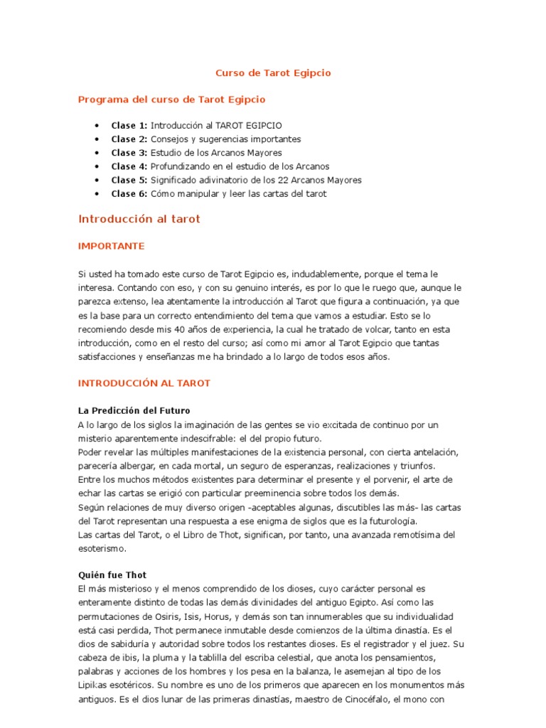 Curso de Tarot Egipcio PDF | PDF | Tarot | Horus