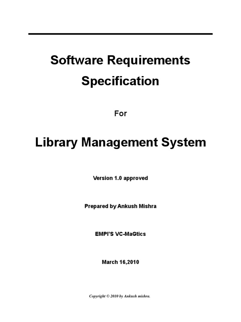 Library Management System - Srs | PDF