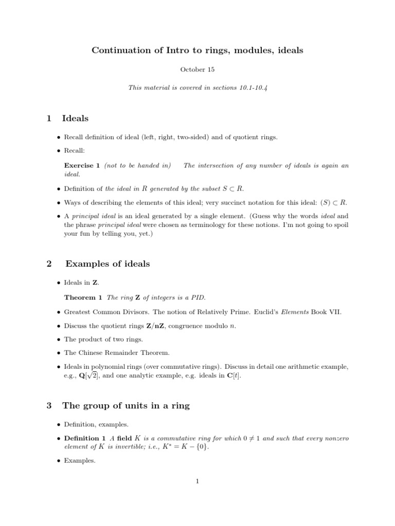 Ideals and Modules in Ring Theory | PDF