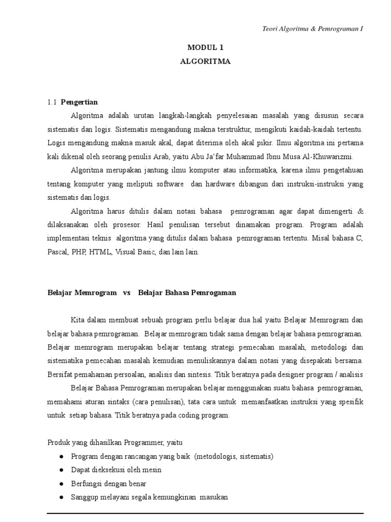 Pengantar Teori Algoritma dan Pemrograman | PDF