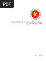    Community Radio Installation, Broadcast and Operation Policy - 2008 in Bangladesh