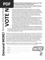 The Movement of Rank and File Educators urges you to vote NO on the proposed teacher evaluation plan