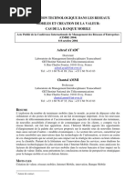 INNOVATION TECHNOLOGIQUE DANS LES RESEAUX
MOBILES ET CREATION DE LA VALEUR:
CAS DE LA BANQUE MOBILE
RESUME