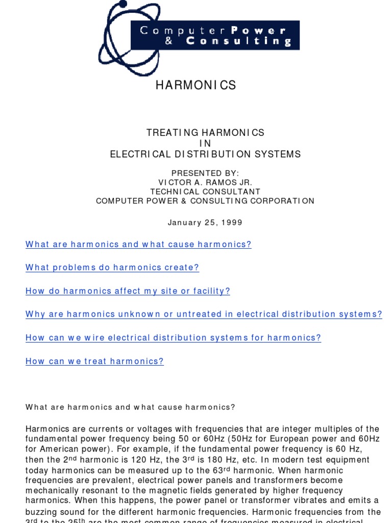 Treating Harmonics in Electrical Distribution Systems PDF | PDF ...